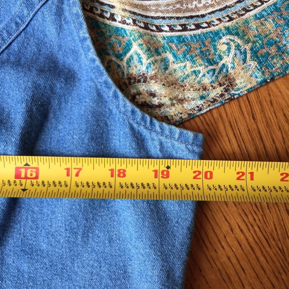 1990s Y2K Nancy Bolen Crop Denim Vest | Embroidered Beaded Western Style Sz 12 - Picture 7 of 8